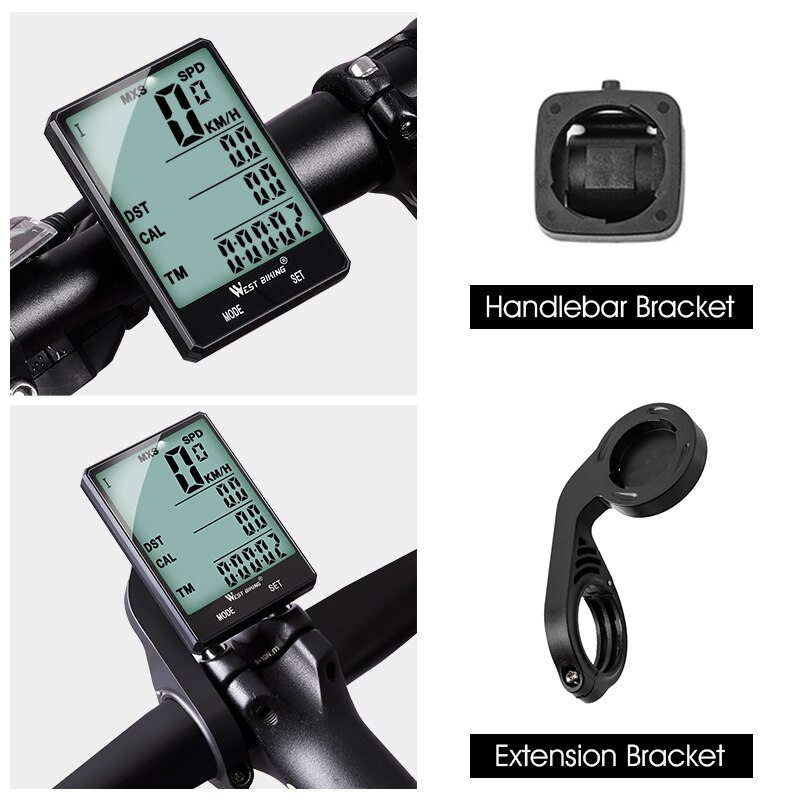 West Biking Wireless Bike Computer Speedometer Odometer Rainproof Bike Measurable Temperature Stopwatch Cycling Bicycle Computer
