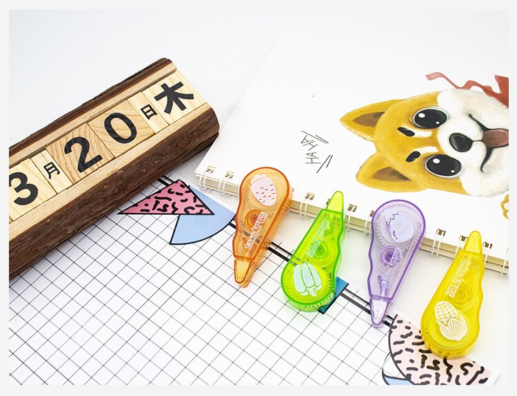 1 Pza de plástico coloreado Corrector cinta de corrección de dibujos animados para útiles escolares para niños decoración Artificial