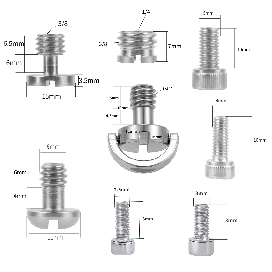 Camera Cage Flash Screw Tool Kit with Storage Box M2.5 M3 1/4" 3/8" Handle Screws SLR DSLR Photography Replacement Accessories