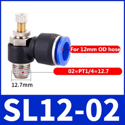Luft  sl 1/8 1/4 3/8 1/2 hastighedskontrol pneumatisk fitting drosselventil controller 4 6 8 10mm slange slange hurtig forbindelse justerbar: 12-02