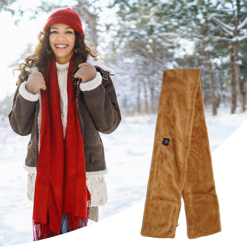 Sciarpa riscaldante con dovuto tasche laterali Sciarpa riscaldata elettrica USB Scaldacollo morbido con controllo della temperatura a tre marce per donna uomo