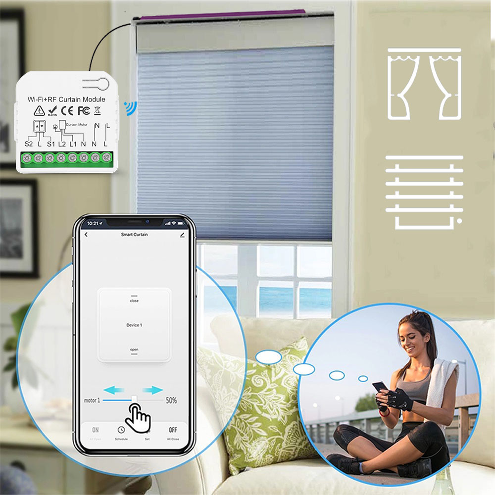 WiFi Tuya Smart Life 433Mhz Przełącznik kurtyny z 5 kanałami RF Pilot do elektrycznej rolety Google Home Alexa