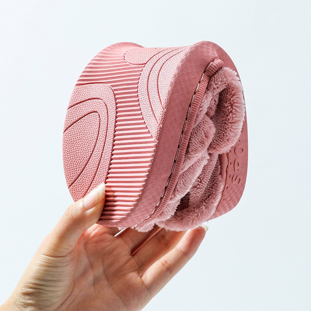 Winter Warme Thuis Vrouwen Bont Slippers Leuke Effen Kleur Indoor Katoen Dames Slippers Zachte Memory Foam Koppels Schoenen # P30