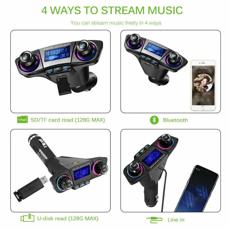 Wireless Bluetooth Car Kit FM Transmitter MP3 USB LCD Handsfree For Mobile Phone