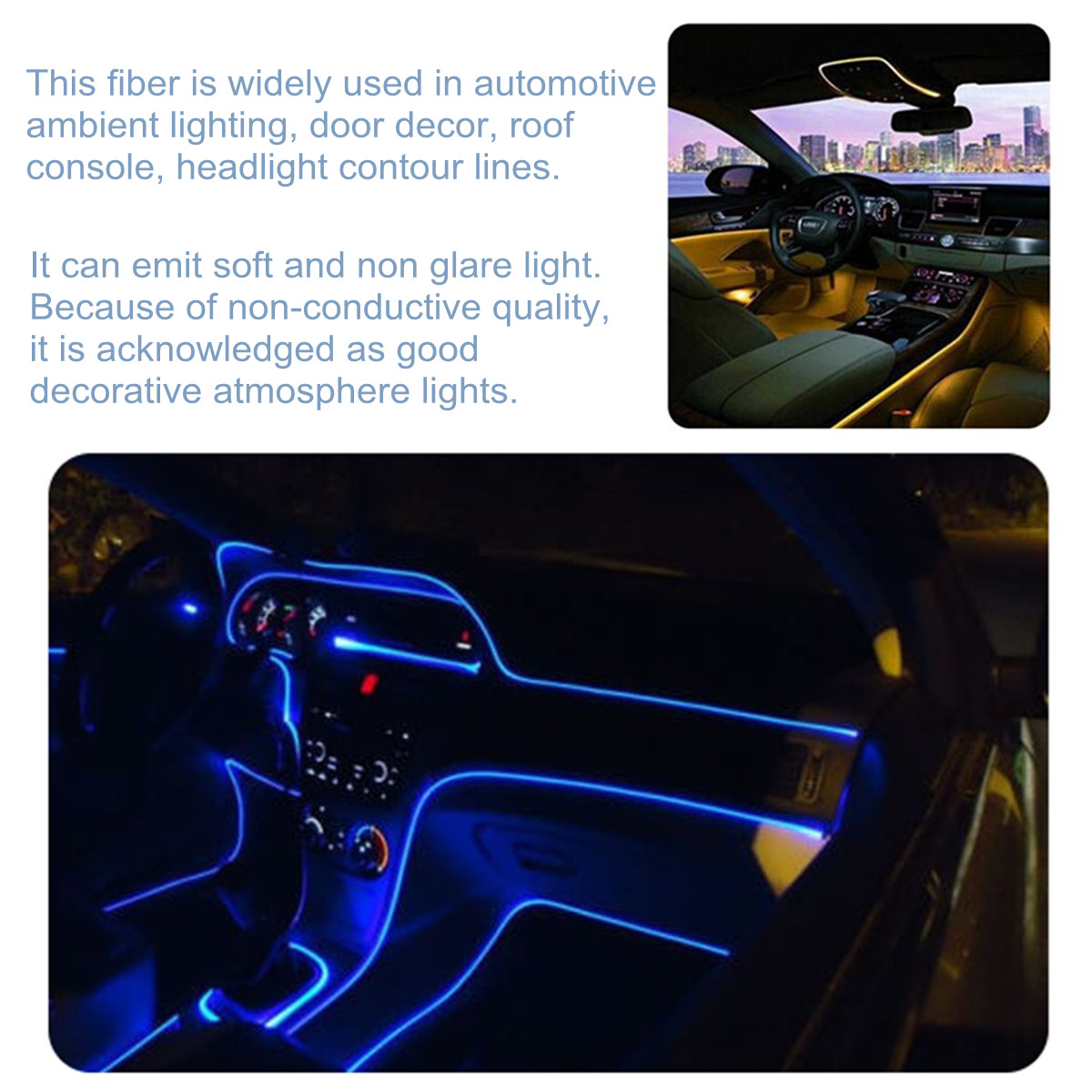 Side glødoptisk fiber lys bil indendørs opitcal kabel loftbelysning natlys 1.5-5mm juleaften dekoration