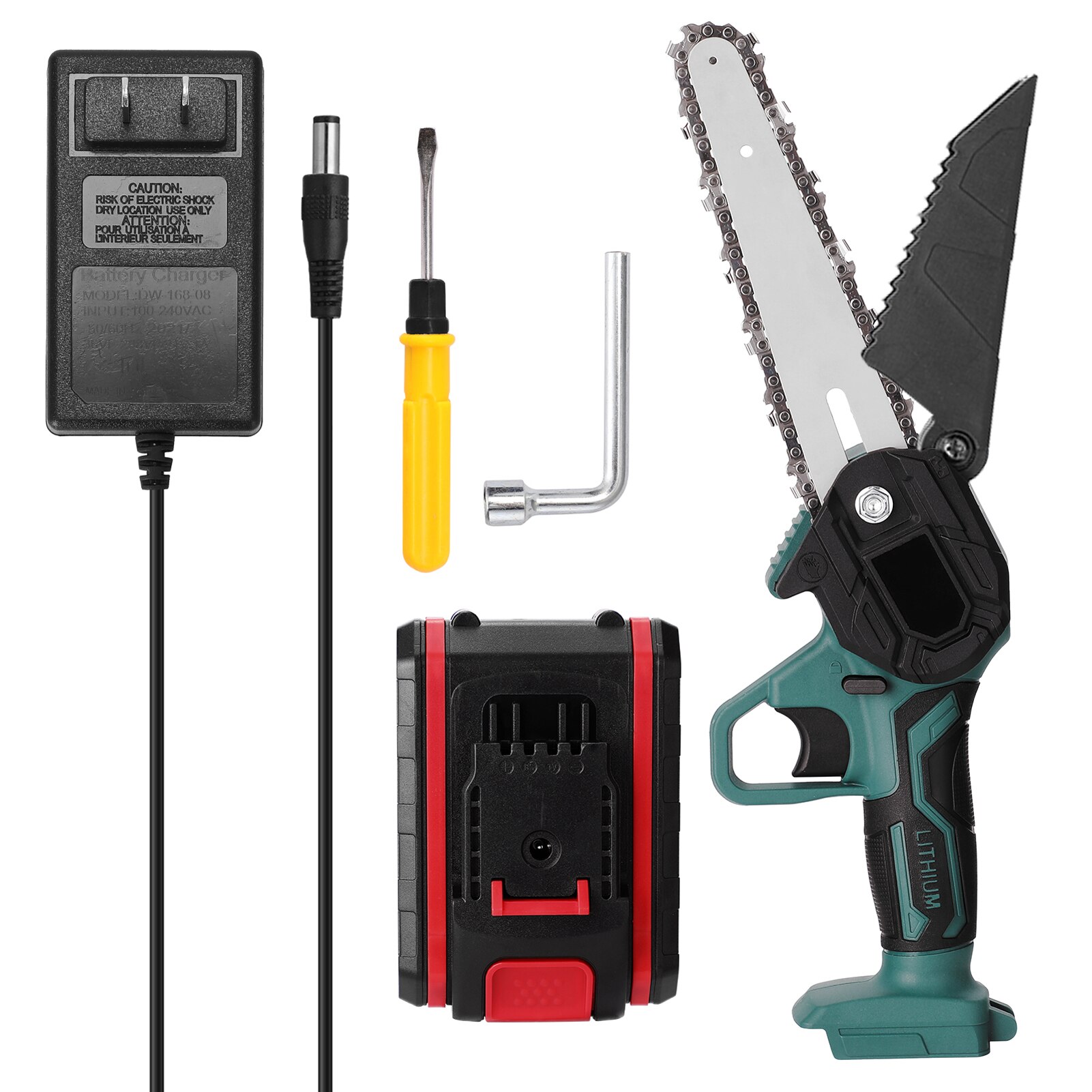 21V Mini Electric Pruning Saw Electric Pruning Shears Branch Purner Wood Spliting Chainsaw Woodworking Tool for Garden Orchard: 6 inch-1battery-US