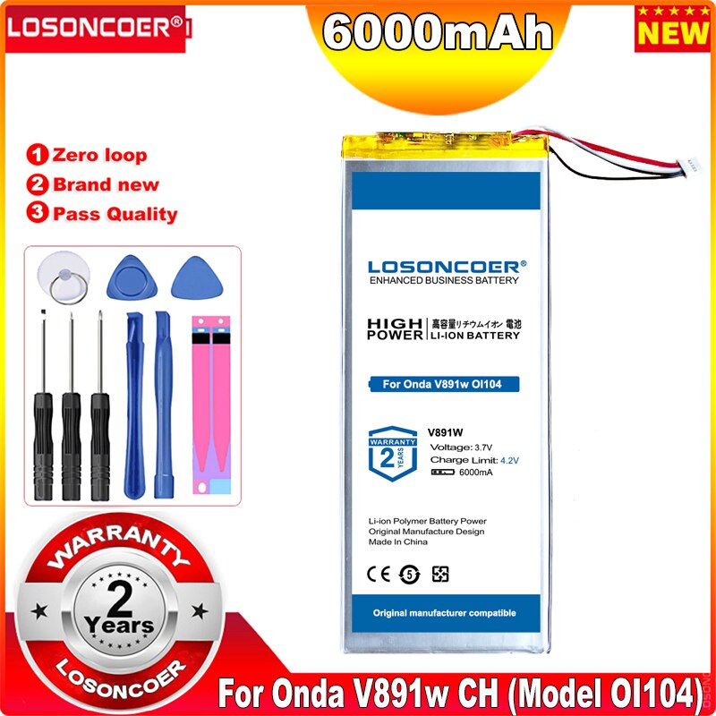 Originele Losoncoer 6000Mah Batterij Voor Onda V891w Ch (Model OI104) 5 Lijnen Tablet Substitutie