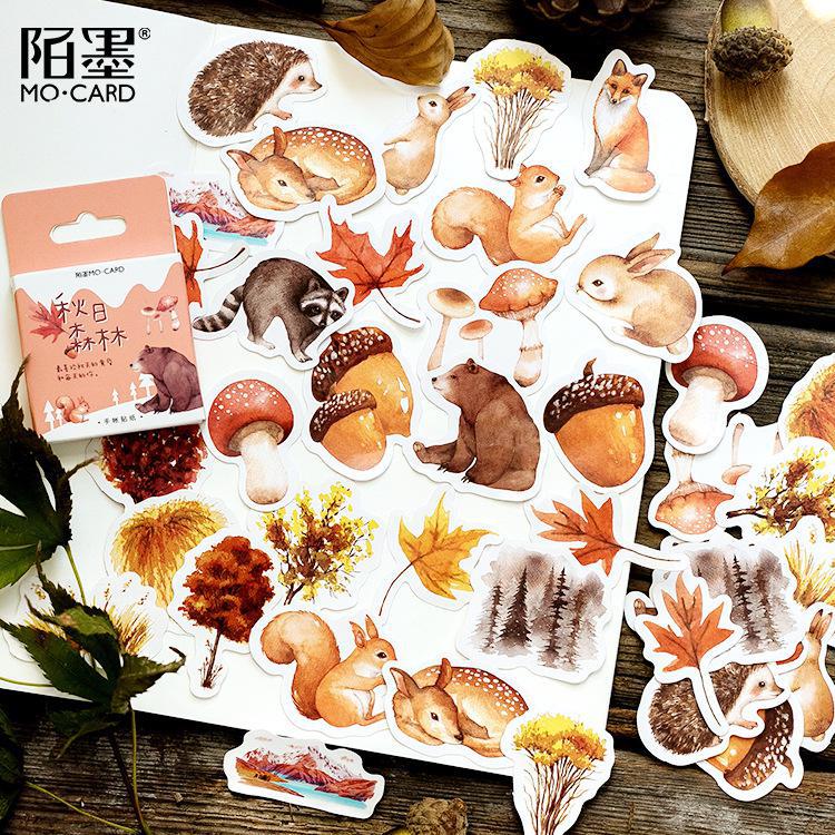 46 stks/doos Bos Dieren Vruchten Decoratie Washi Stickers Plakboeken Stick Labels Journal Dagboek Briefpapier Fotoalbum Stickers: Default Title