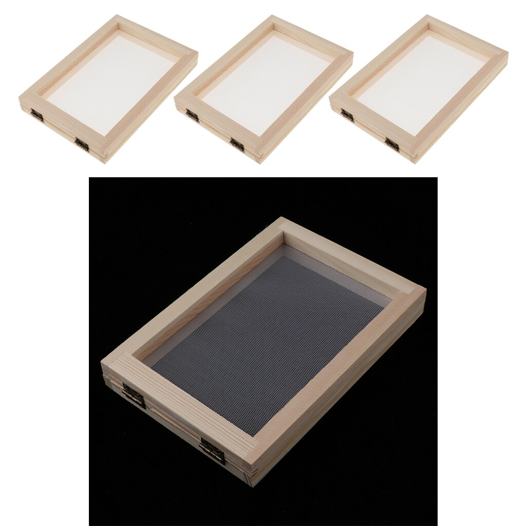 3pcs 2 in 1 Wood Paper Making Frame Papermaking Mold Rectangular Mould Frame