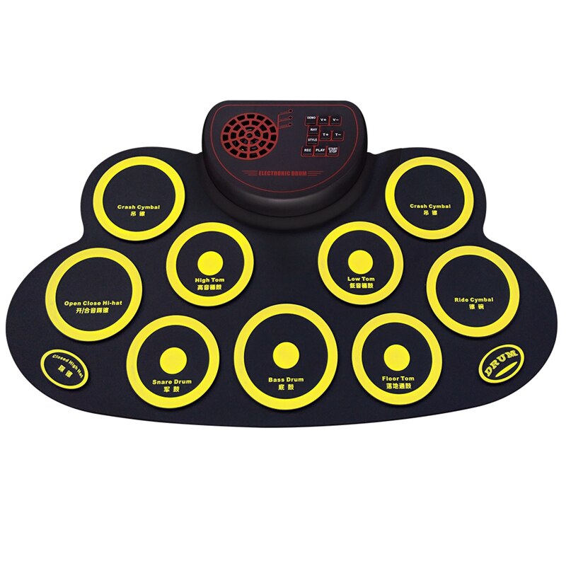 AD-Electronic Drum Set - Practice Drum Pad Roll Up Potable Drum Kit with Headphone Jack Built-in Speaker Drum Sticks: Default Title