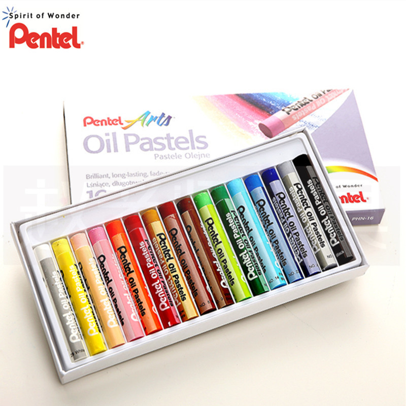 Japan Pentel PHN-16 Oil Pastels for Drawing Kids Painting Supplies Washable Color Crayons 16 Colors Set: Default Title