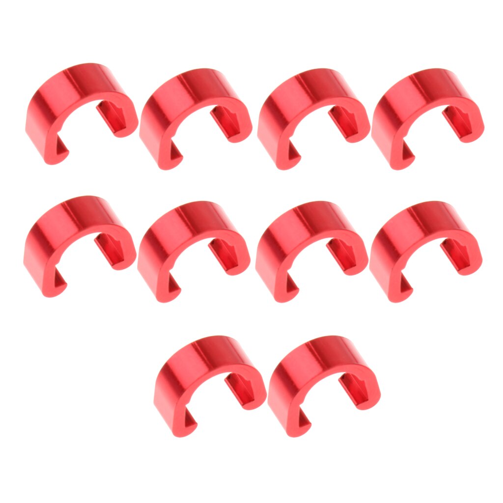 10Pcs Aluminium Bike Bicycle Brake Cable C Clip Buckle Housing Hose Guide C-: Red