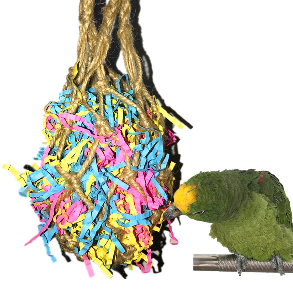Image showcasing Bird Toys Hanging Pulling Mesh Bag Foraging Bird W... – Vicedeal