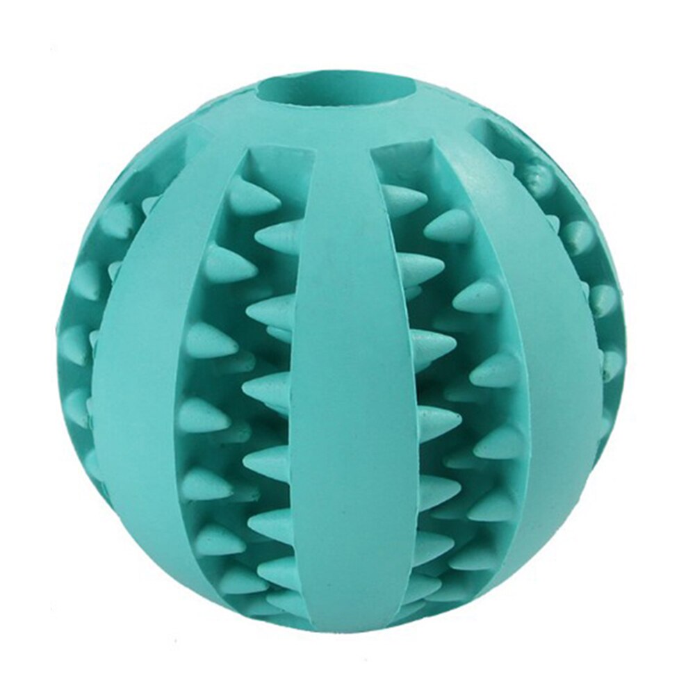 Soft Pet Dog Cat Toys Interactive Elasticity Ball Chew Toy Puppy Tooth Clean Ball Of Food Extra-tough Rubber Ball Feeder: Light blue / M 6cm