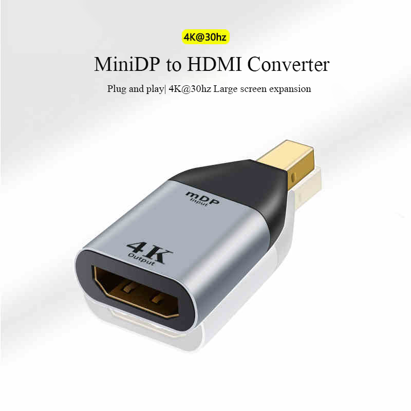 Dp till hdmi-adapter displayport-gränssnitt high-definition-anslutningskabel stationär dator värdgrafikkortskonverterare 4k 60hz: Silver-