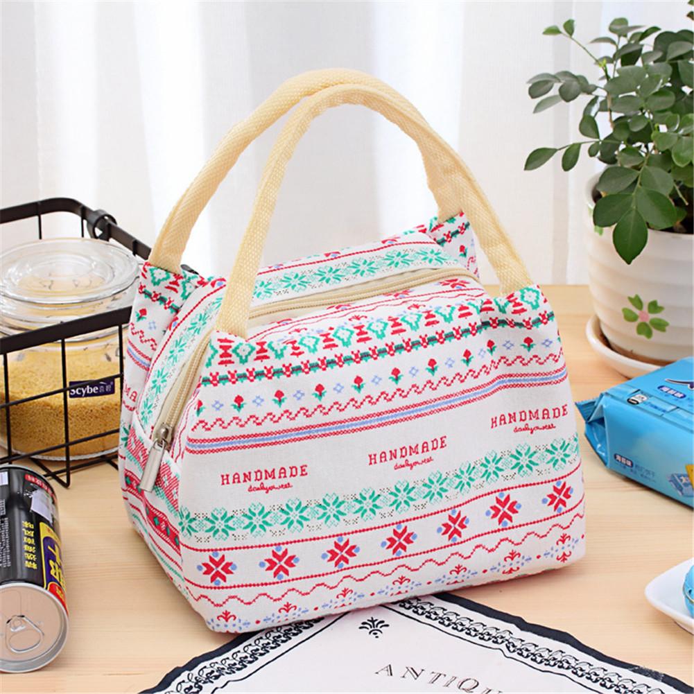Lunchtas thermisch geïsoleerde tas katoenen linnen geïsoleerde thermische canvas draagbare lunchtas #bw: C