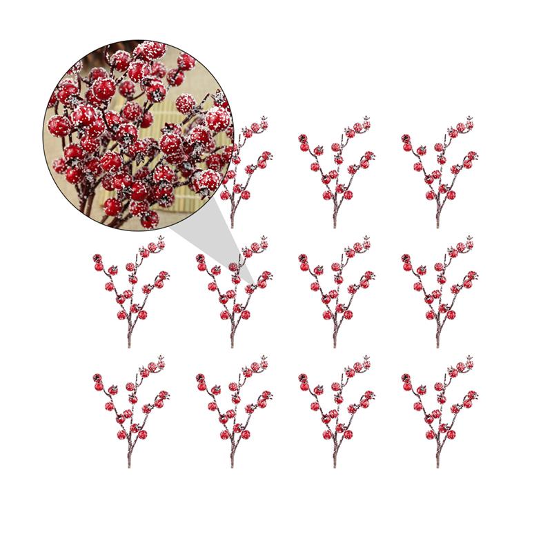 1 Set 12 Stuks Gesimuleerde Kerst Crabapple Decoraties Nep Re Berry (Wit Rood)