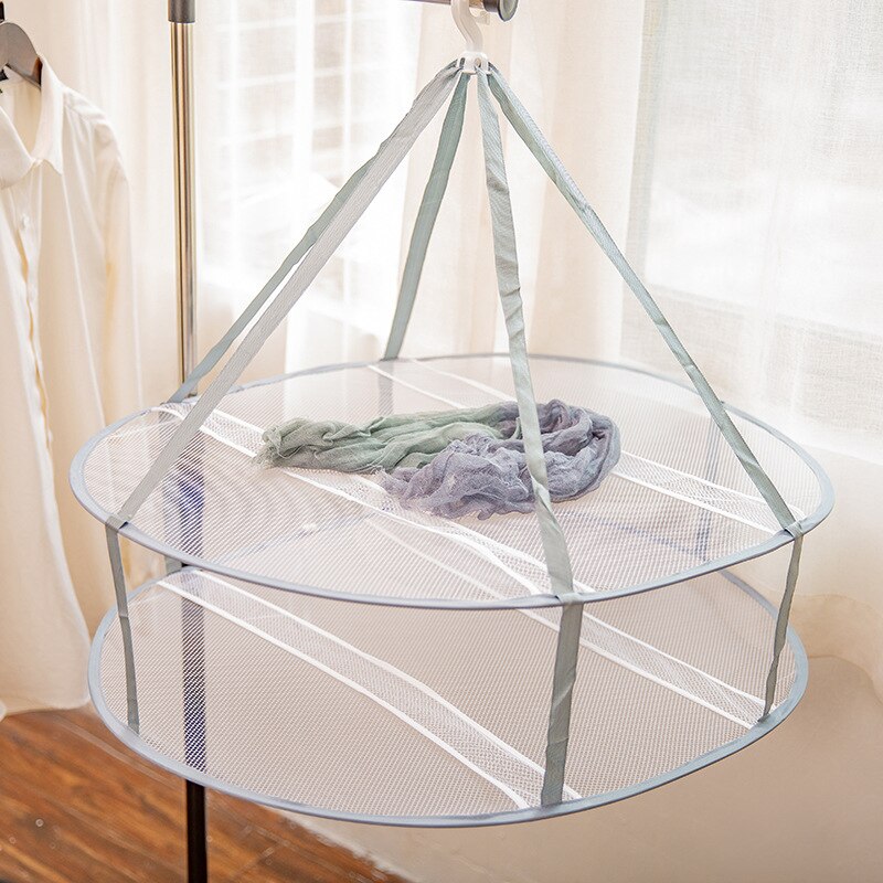 Mesh Clothes Hanging Clothes Dryer Drying Rack For Sweaters Hanging Laundry Basket Mesh Folding Nets Double Layer