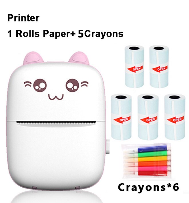 Mini impresora térmica portátil, máquina de impresión inalámbrica BT, 200dpi, para etiquetas, Impresión de mensajes incorrectos con Cable USB, IOS: pink-Stickers-5