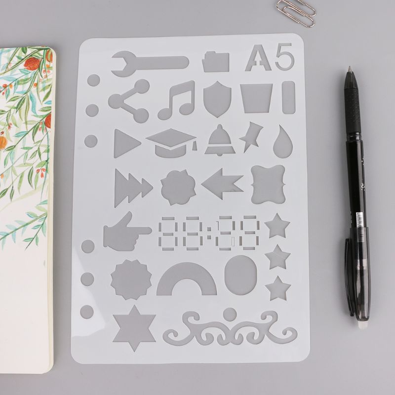 24Pcs Drawing Template Stencils Journal Notebook Diary Scrapbooking A5 DIY Stationery School Office Supplies