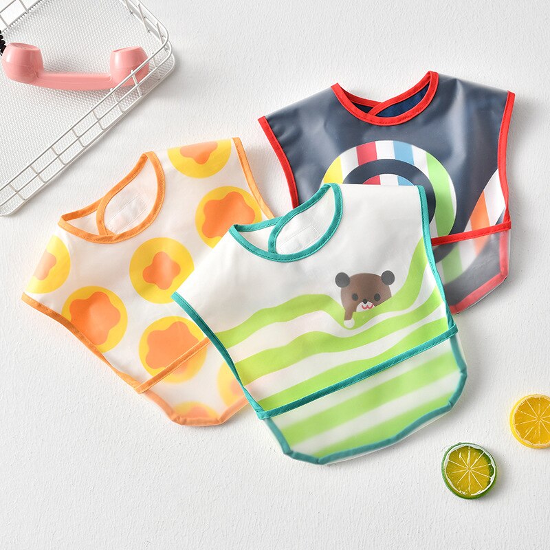 Baby Bibs Cotton EVA Waterproof Lunch Feeding Bibs Baby Cartoon Feeding Burp Cloths Children Baby Apron Babador Bandana