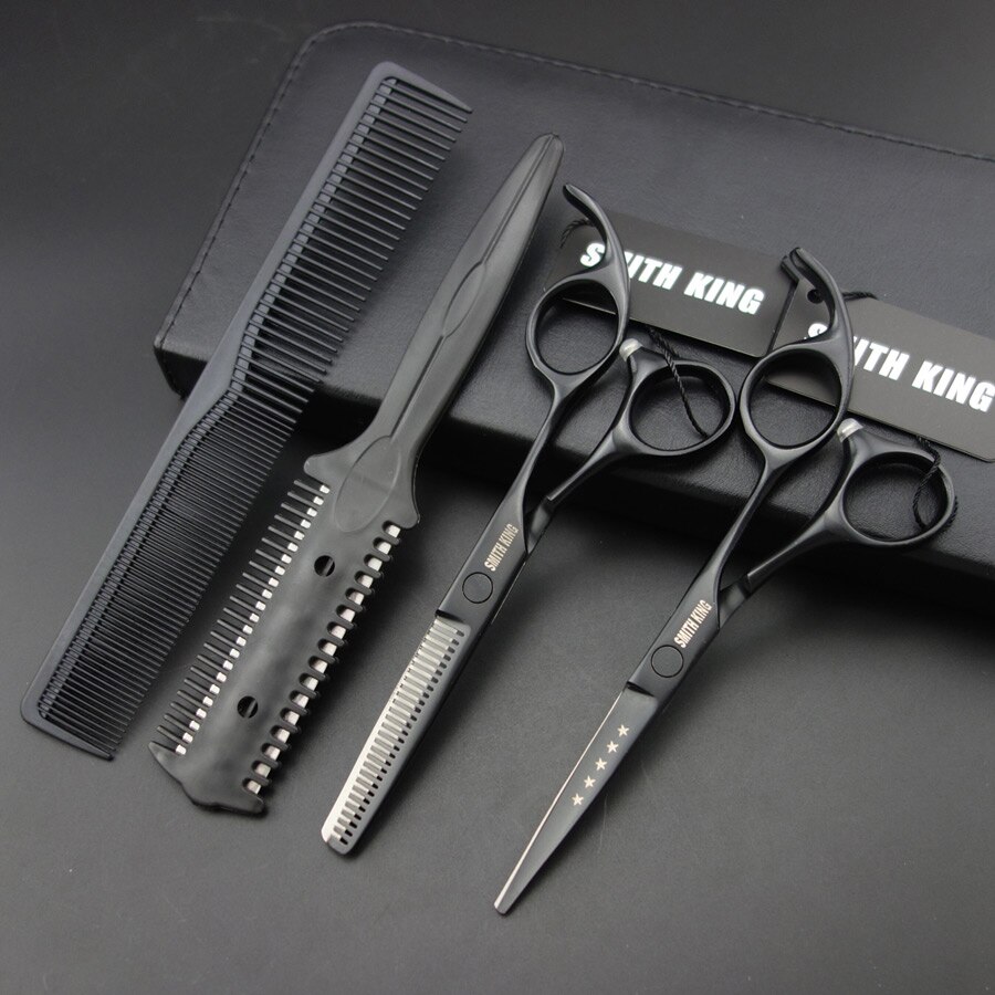 Kit de tesouras, tesouras e pente de cabelo profissionais de 5.5 polegadas., kit de lâminas, cortes e desbastes de alta qualidade.: with Thinning comb