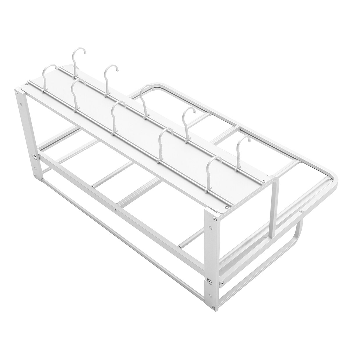 Estante para horno de doble pared antideslizante antióxido, soporte de aluminio para microondas, estante de almacenaje para cocina con gancho de suministro de cocina