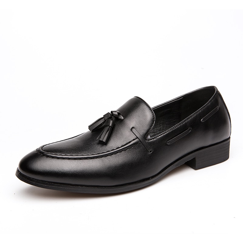 Mænd kvast loafers pu læder formelle sko dress shoe simple slip on man fritidssko fodtøj stor størrelse 48 47 46