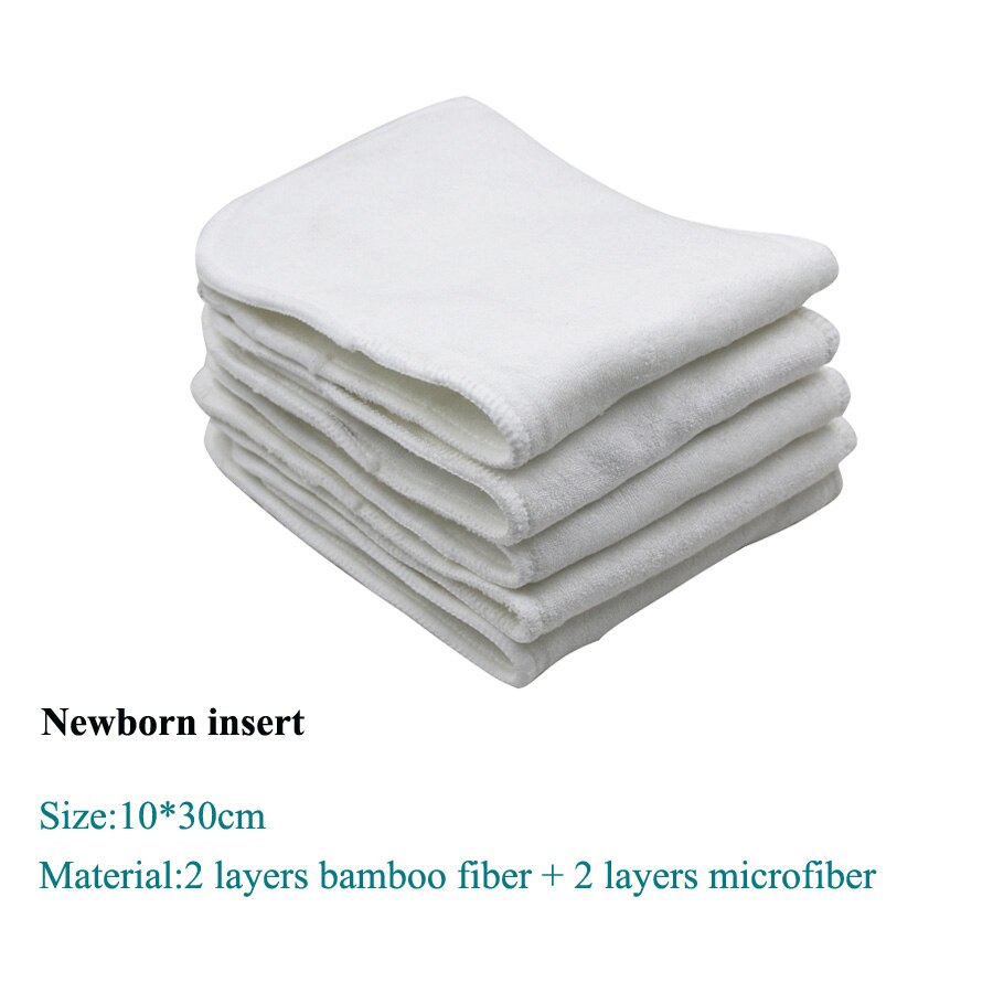 [usurpon] 5 stk bambus fiber indsats 4 lag vaskbar baby ble indsats super blød bambus indsats til baby bleer: Nyfødt størrelse