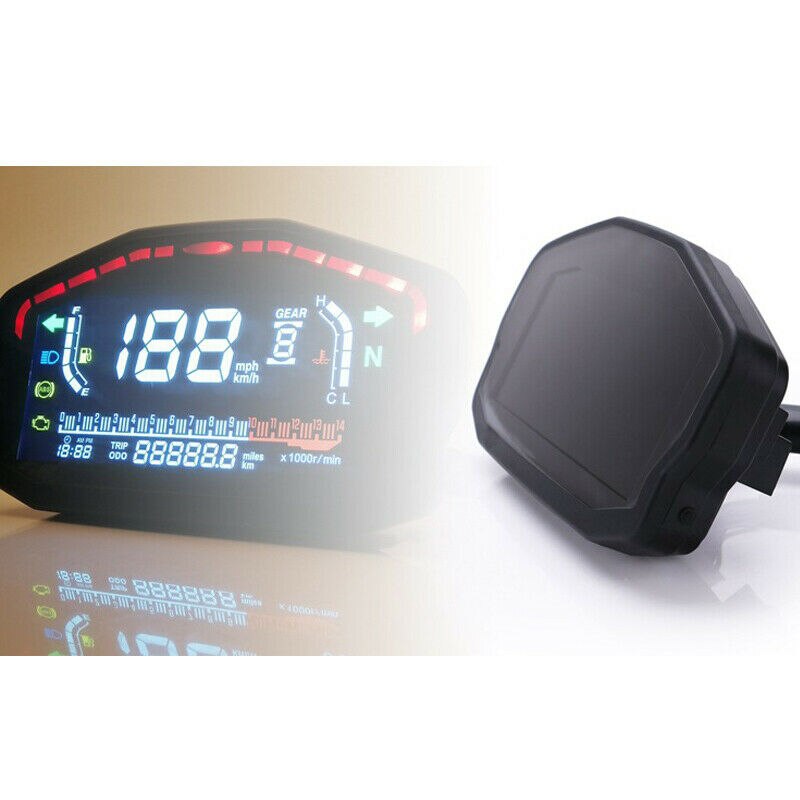 ELING – tachymètre numérique pour moto, 10000RPM, température de l&#39;eau, vitesse, niveau de carburant, odomètre, 12H, horloge pour 1 2 4 cylindres