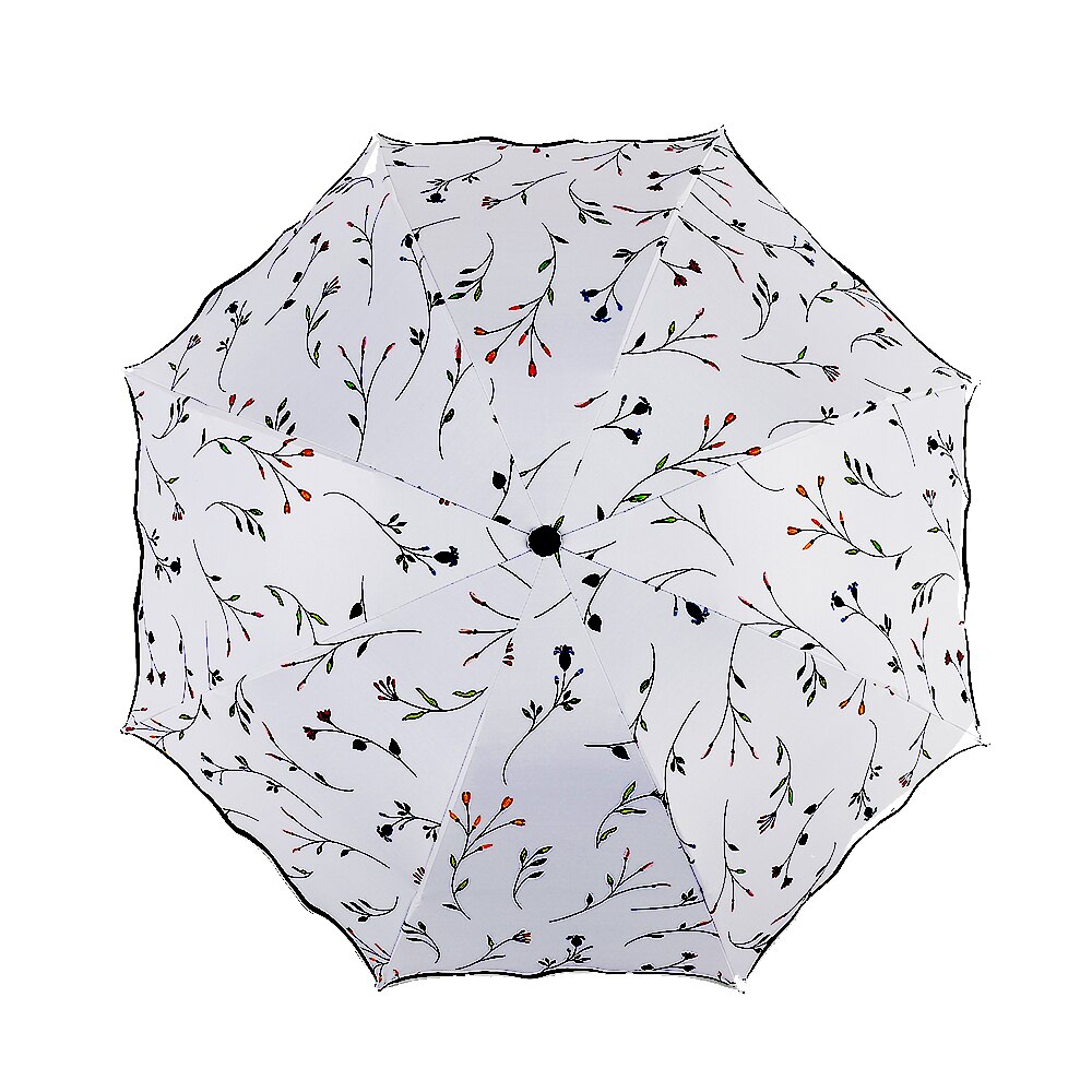 3 Opvouwbare Paraplu Vrouw Anti Uv Zon Bescherming Paraplu Winddicht Zwarte Coating 8K Parasols Paraplu Becautiful Bloem
