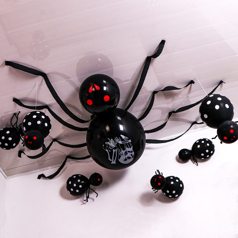 Cartoon Halloween Latex Balloon Giant Spider Balloon Combination Inflatable Toy Balloon Halloween Decoration Ball: black