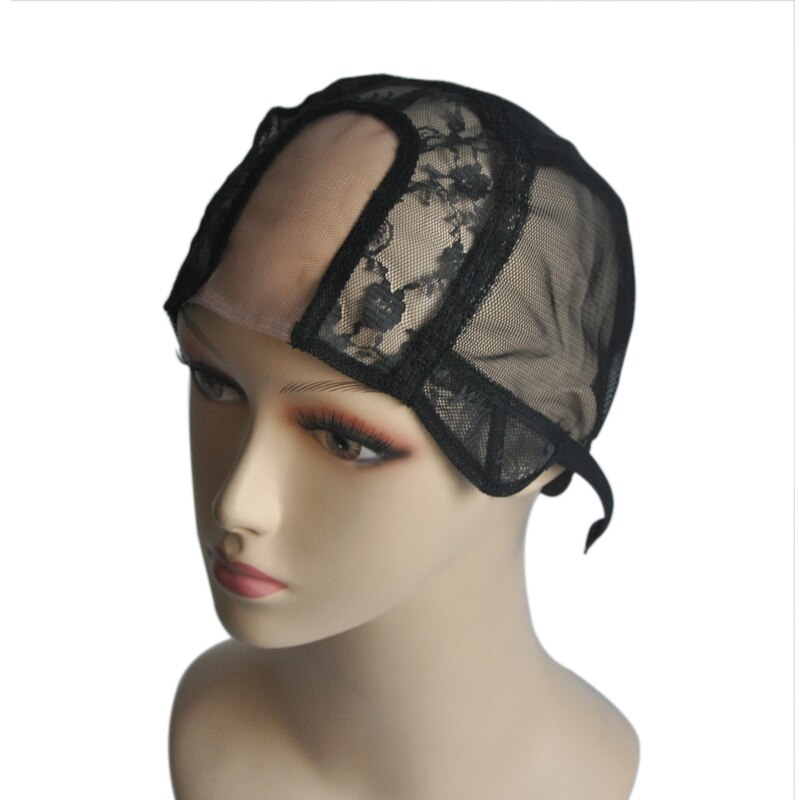 U Part With Swiss Lace Wig Cap Easier Sew Hair Stretchable Weaving Cap Glueless Wig Caps For Making Wigs