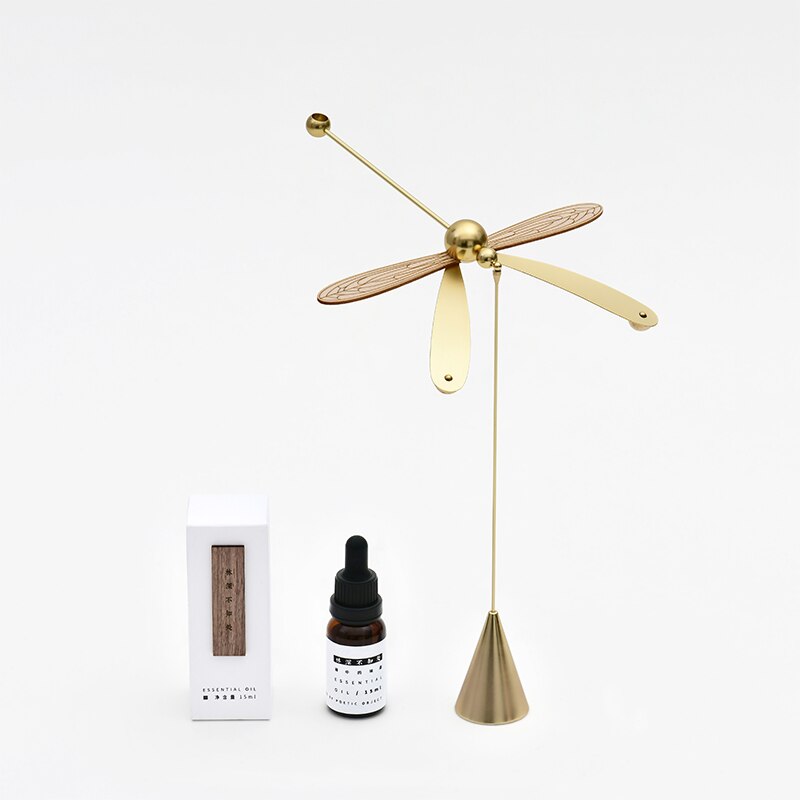 Into the poem dragonfly balance diffuser craft decoration home office solid wood essential oil aromatherapy: Golden Set