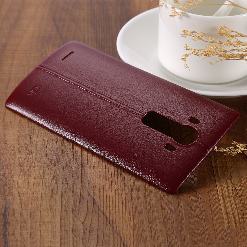 PC Matreial Leather Pattern Battery Back Cover Housing Case Door Rear Cover+NFC For LG G4 H815 H810 LS991 US991 VS986: Wine red