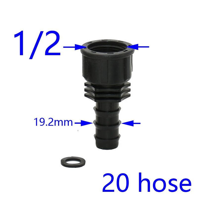 Dn15 dn20 slangkontakt  to 1/2 " 3/4 " honkontakt taggad plastslangkoppling mikrobevattningsadapter 2 st: 1 i 2 to 20
