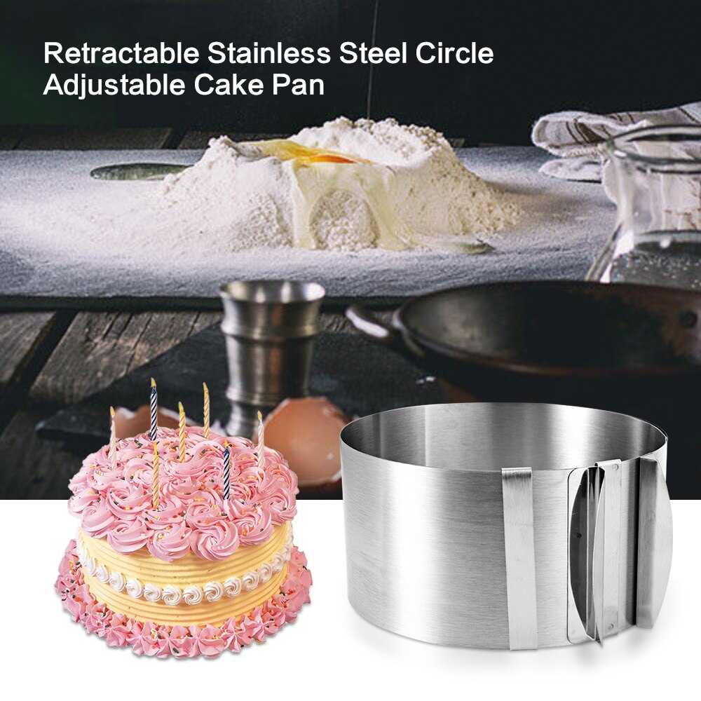 Udtrækkelig kageform rustfrit stål cirkel ring wienerbrød kageform pan 24-30cm justerbar størrelse kage dekorere bageværktøj
