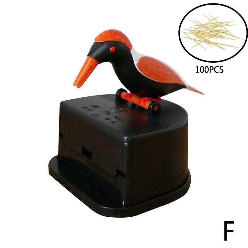 Automatische Tandenstoker Dispenser Push-Type Vogel Tandenstoker Houder Grappige Draagbare Hars Tandenstoker Houder Voor Tafel Vogel Tandenstoker Dispenser Automatische Tand