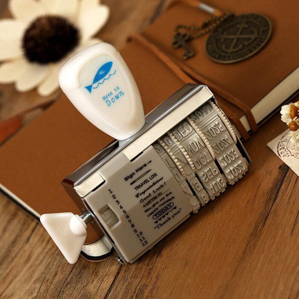 Sellos de goma con fecha creativos, sellos de felicitación en inglés, planificador de colección de recortes, agenda escolar, suministros, -2025