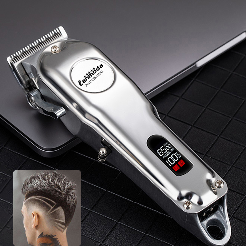 Hårtrimmer i metal, skægklipper, elektrisk barbermaskine til mænd, højtydende trimmer til frisør, barbersalon