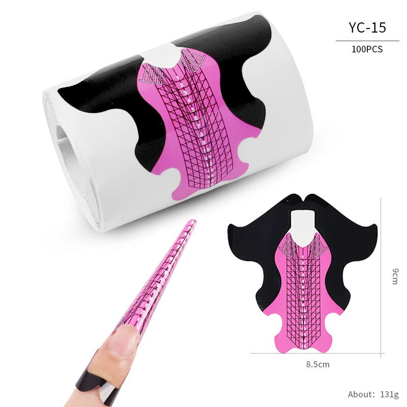 100pcs Butterfly Nail Forms Extension Tips French Acrylic Upper Forms For Nails Tips Building Extension Stencil Manicure Tools: YC-15