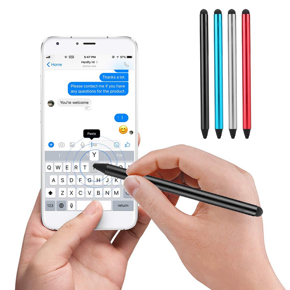 Dual tips kapacitiv stylus pen touch screen tegnepen til iphone mobiltelefon til samsung smartphone tablet pc