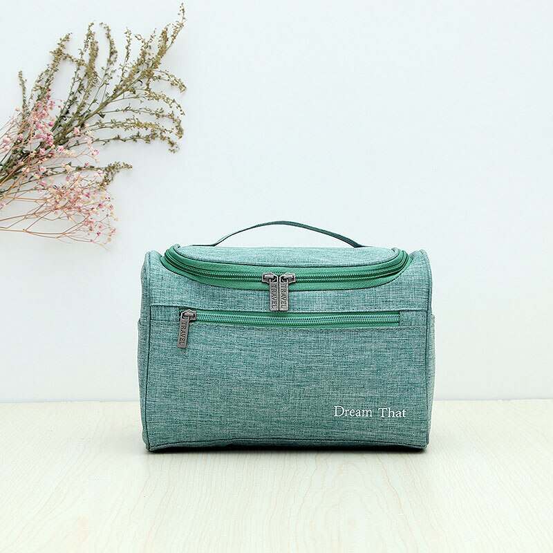Bolsa de cosméticos organizadora para viagem, bolsa feminina para maquiagem com capuz, armazenamento de casa de banho: green