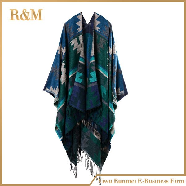 [runmeifa] kvinner batwing dusker kappe sjal polyester og akryl poncho kappe skjerf sjal poncho teppe pashmina: Grønn
