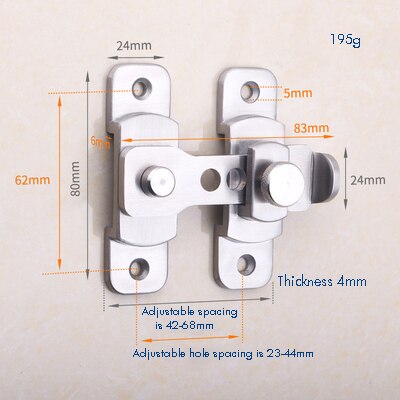 Flip Door Latch, 270 Degree Heavy Duty Stainless Steel Bar Gate Latches Safety Door Lock, Brushed Finish, Thickness 4mm S /L: S
