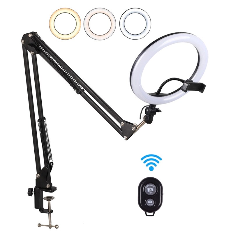 10" LED Ring Light Camera Tripod Table Stand Set Photography Lighting Adjustable Long Arm Stand For Tiktok Phone Selfie Video: Listing 2