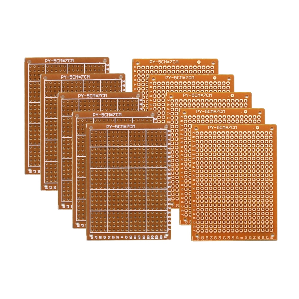 Copper Perfboard 10 PCS Paper Composite PCB Boards (5 cm x 7 cm) Universal Breadboard Single Sided Printed Circuit Board