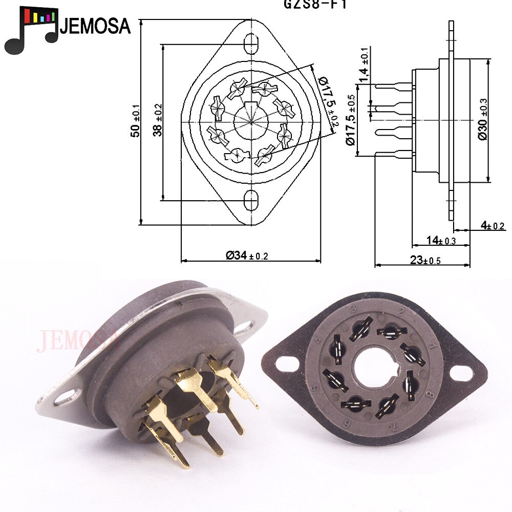 10Pcs Bakeliet 8Pins Buis Socket GZS8-F2 Elektron Buisvoet KT88 6SN7 6V6 6L6 EL34 6N8P Vacuüm Buis Diy hifi Audio Versterker