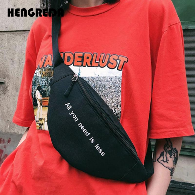 Fanny Pack Harajuku Style sac de taille avec lettre imprimée femmes sac de ceinture Pack de poitrine Hip-hop Hip Bum poche pour voyage Dailylife