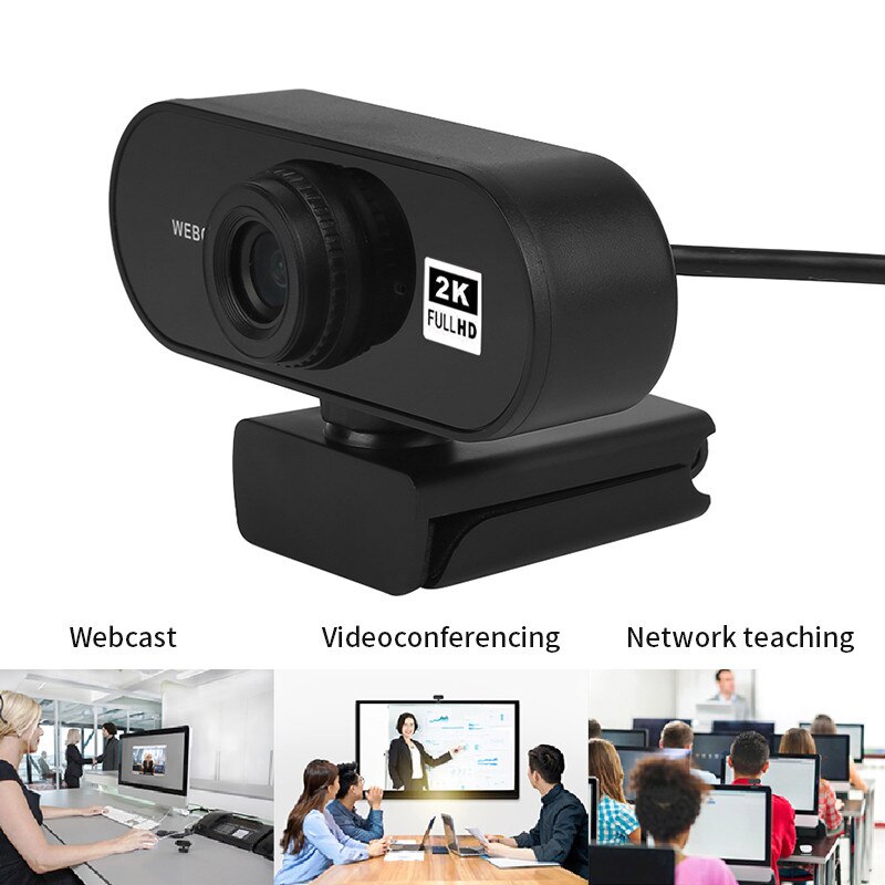 Auto Focus 2K Full HD USB Webcam With Microphone Video Call Computer Camera